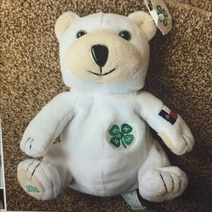 VTG Glory Be White Teddy Bear 4H Stuffed Plush 2000 7”